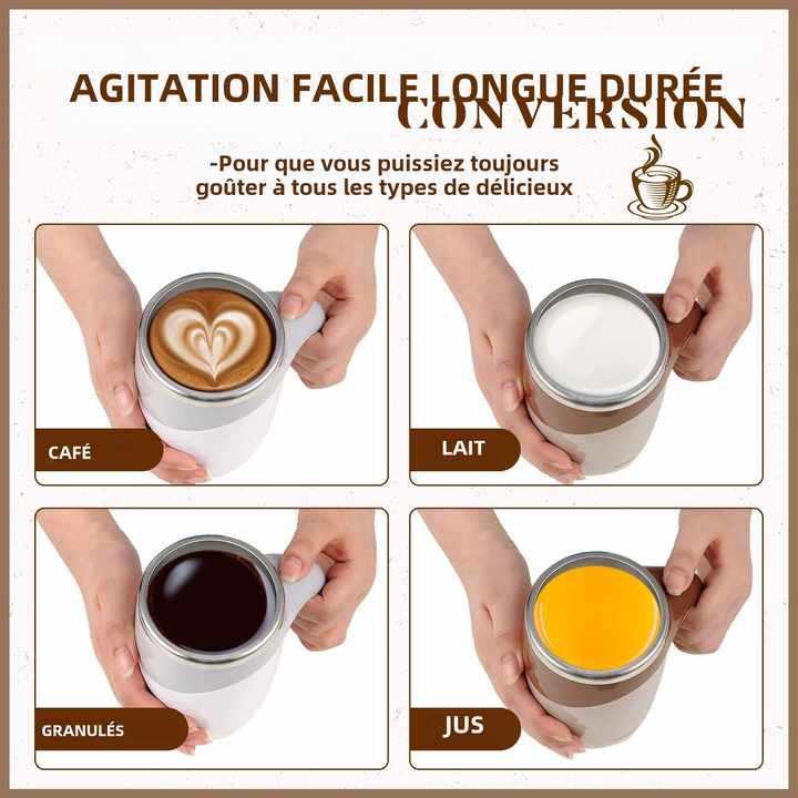 Tasse à café auto-mélangeuse USB – Acier inoxydable 380ml