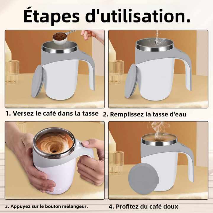 Tasse à café auto-mélangeuse USB – Acier inoxydable 380ml